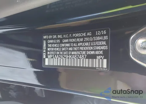 2017 Porsche Cayenne from USA, damaged, VIN WP1AA2A29HKA87487